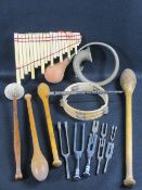 MUSICAL & FITNESS COLLECTION to include a quantity of various tuning forks, Clarke tin whistle, Rama