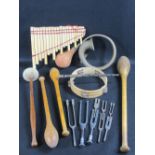 MUSICAL & FITNESS COLLECTION to include a quantity of various tuning forks, Clarke tin whistle, Rama