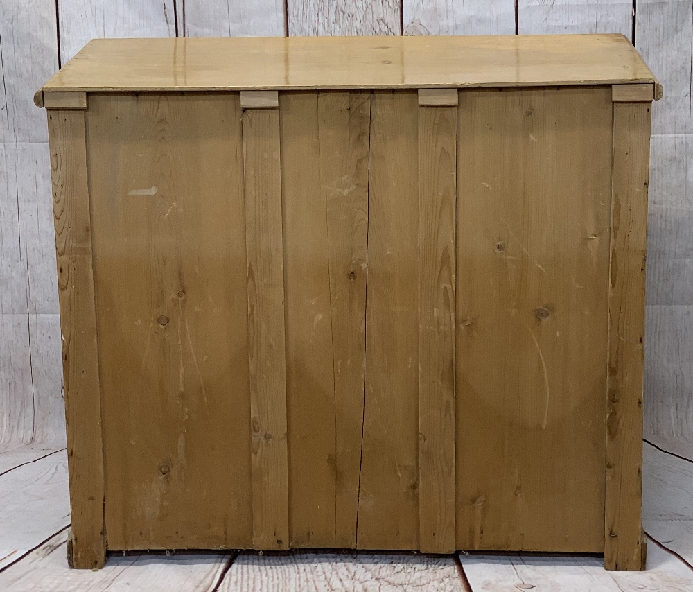 VICTORIAN STRIPPED PINE CHEST of two short over three long drawers with white porcelain knobs, on - Image 6 of 6