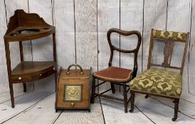 ANTIQUE & VINTAGE FURNITURE PARCEL (4) to include a Georgian mahogany corner washstand, 93cms H,