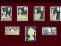 THE CORONATION ISSUE GOLD PLATED STERLING SILVER REPLICA STAMPS SET, no. 2553 from a limited edition