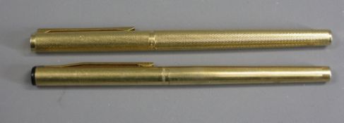 FOUNTAIN PENS (2) - a 1970s-80s Alfred Dunhill gold plated barleycorn patterned with gold plated