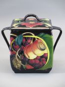 MOORCROFT QUEEN'S CHOICE BISCUIT BOX & COVER - designed by Emma Bossons, dated 2000, printed and