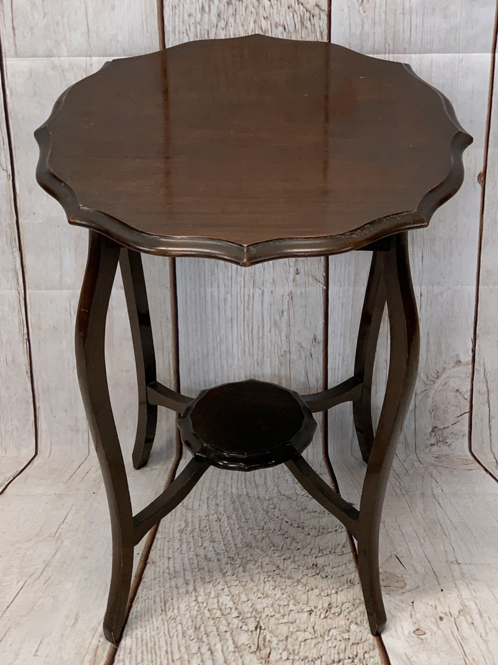 VINTAGE FURNITURE PARCEL (3) to include a shaped top Edwardian table with under tier shelf, 73cms H, - Image 2 of 3