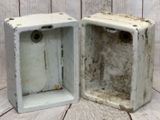 ANTIQUE BELFAST SINKS (2), 28.5cms H, 60cms L, 46cms D