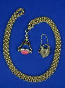 9CT GOLD & GILT METAL JEWELLERY, TWO ITEMS to include a large 9ct gold chased decorated padlock with
