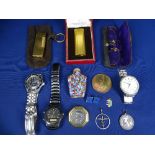 MIXED WATCHES, LIGHTERS & COLLECTABLES GROUP to include a boxed Cartier gold plated lighter (lacking