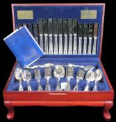 VINERS PARISH COLLECTION CANTEEN OF KING'S PATTERN CUTLERY, fifty eight piece in a mahogany effect