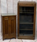 VINTAGE OAK CABINETS (2) to include a single glazed door bookcase with interior adjustable