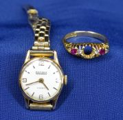 RAMONA EIGHTEEN CARAT GOLD CASED LADY'S WRISTWATCH on a gilt metal bracelet and an eighteen carat