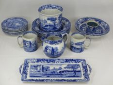 SPODE ITALIAN BLUE & WHITE TABLEWARE, 20 PLUS PIECES