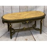 EMPIRE STYLE MARBLE TOP & GILT WOOD COFFEE TABLE having leaf swag detail to the frieze, on reeded