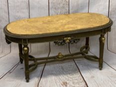 EMPIRE STYLE MARBLE TOP & GILT WOOD COFFEE TABLE having leaf swag detail to the frieze, on reeded
