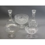 WATERFORD GLASS CIRCULAR PEDESTAL TAZA - hobnail cut, 16cms diameter, 12cms H, a pair of fine