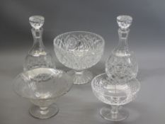 WATERFORD GLASS CIRCULAR PEDESTAL TAZA - hobnail cut, 16cms diameter, 12cms H, a pair of fine