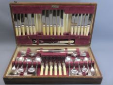 EARLY 20TH CENTURY OAK CASED 103 PIECE CANTEEN OF SILVER PLATED CUTLERY - by Webber & hill,