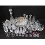 MIXED VINTAGE & LATER GLASSWARE within three boxes to include twist stem flutes, animal etched