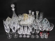 MIXED VINTAGE & LATER GLASSWARE within three boxes to include twist stem flutes, animal etched