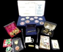 FIRE SERVICE BADGES, gent's stud buttons, tie clips and cufflinks, Gurkha type brooch ETC to include