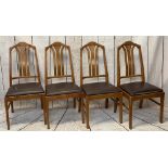 PARKER KNOLL DINING CHAIRS, set of four, having shaped cross rails and triple slatted backs, the