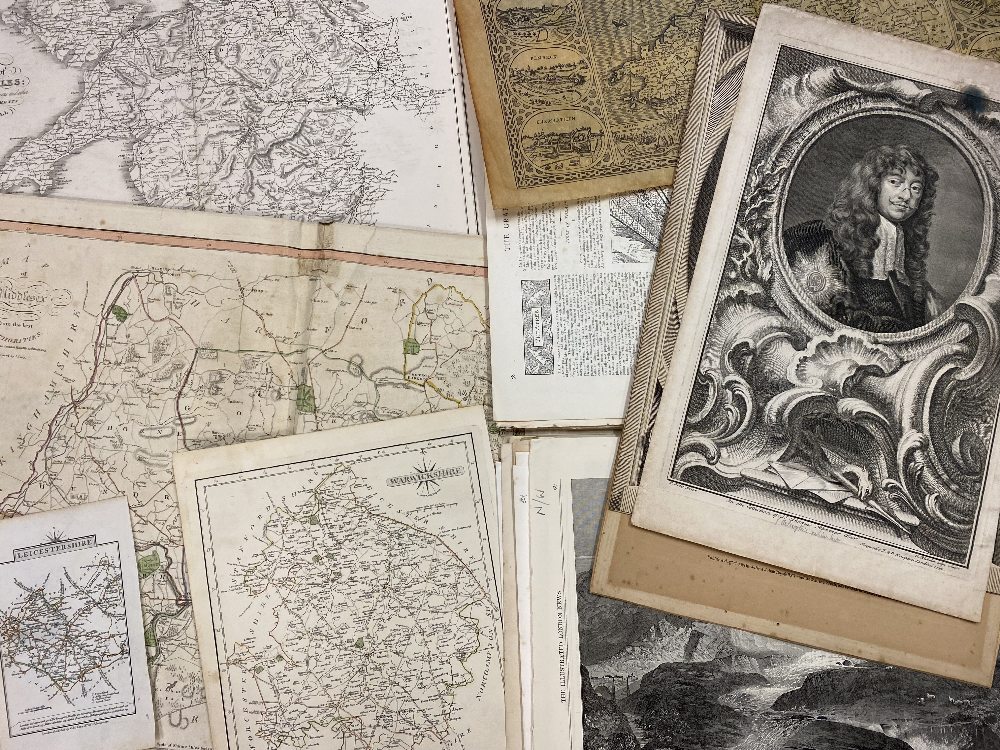 19TH CENTURY MAPS (3) - North Wales, Warwickshire and Middlesex and a miniature unframed map of