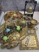 VINTAGE & LATER BRASSWARE - a mixed quantity to include cast bells, bowls, horse brasses and other