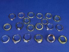 925 SILVER DRESS RINGS & WEDDING BANDS (20) - mainly size P, all stamped, 2.1ozt gross