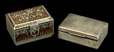 SILVER CIGARETTE BOX & ONE OTHER - Birmingham 1919, maker George Unite, engine turned decoration