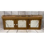 VINTAGE STYLE PINE THREE DOOR MIRRORED WALL CABINET with interior shelves, 51cms H, 133cms W, 16.
