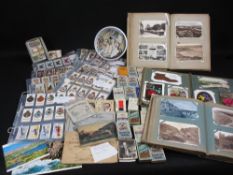 VINTAGE POST & CIGARETTE CARDS, contained in three albums and loose, approximately two hundred and