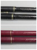 BLACK STEPHENS LEVERFILL NO 270 FOUNTAIN PENS (2) -1940s, with gold plated trim and original 14ct