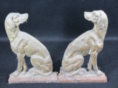 19th CENTURY & LATER BRASS DOORSTOPS to include a pair of seated hounds, 33cms H and two matching