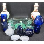VICTORIAN, ART DECO & LATER GLASSWARE, a quantity including a pair of milk glass vases, Art Deco