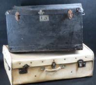 VINTAGE 'THE ALFORD' TRAVEL TRUNK containing a quantity of unused art paper, 37.5cms H, 68cms W,