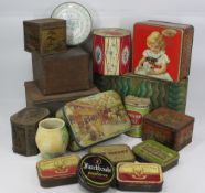 VINTAGE TINS & BOXES and a Radford pottery hand painted vase