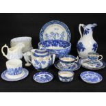 BLUE & WHITE TEA & OTHER TABLEWARE including Booths Old Willow, Wedgwood, dragon decorated