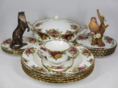 ROYAL ALBERT OLD COUNTRY ROSES TABLEWARE, similar style side plates, J Bromley Crown Staffordshire