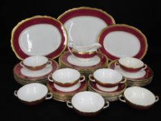 ADDERLEY WARE CRIMSON & GILT DECORATED DINNERWARE - 40 plus pieces