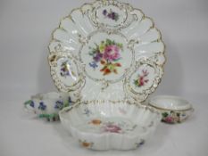 EARLY & LATER MEISSEN & AUGUSTUS REX CABINET WARE to include a floral encrusted cup and bowl, 23.