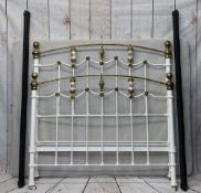 VICTORIAN STYLE BRASS & IRON BED with connecting irons and base, to take a 5ft x 6ft 6ins