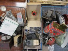 ACETYLENE & OTHER VALVES, amp and other meters, antique tabletop knife grinder and other interesting