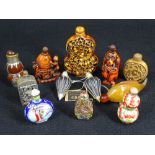 CHINESE & OTHER EASTERN SNUFF/OPIUM BOTTLES (12) - various compositions including 4 x simulating