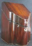 LATE 18TH CENTURY MAHOGANY SERPENTINE FRONTED KNIFE BOX - interior now lacking