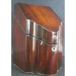 LATE 18TH CENTURY MAHOGANY SERPENTINE FRONTED KNIFE BOX - interior now lacking