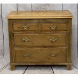 CIRCA 1900 STRIPPED PINE CHEST of two short over two long drawers, on stile feet, 79cms H, 91.5cms