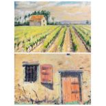 HEATHER CRAIGMILE oils on board (2) - Provence vineyard scene with building, signed, 24 x 34cms