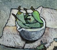 CHRISTINE McARTHUR pastel - Still Life, chillies in a bowl, indistinctly signed and with title