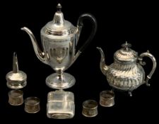 SILVER PLATED WARE - a collection to include a bright cut Georgian style coffee pot, Rococo