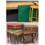 REPRODUCTION FURNITURE PARCEL, 4 ITEMS - three drawer cutlery table (empty), 66cms H, 59.5cms W,