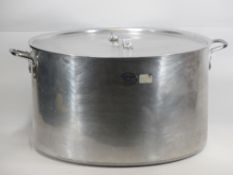 LARGE METAL COOKING POT WITH COVER - 31cms H, 53cms diameter
